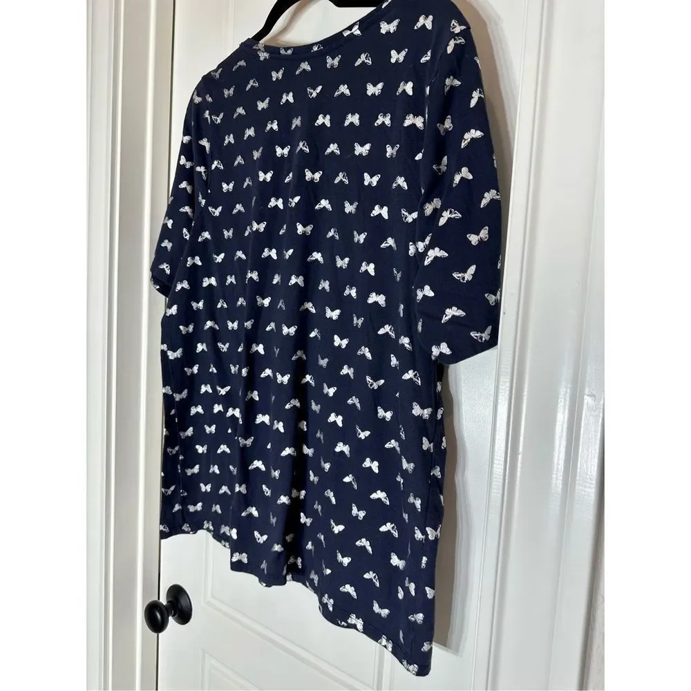 Lane Bryant sz 14-16 blue with silver butterflies knit t-shirt - Picture 5 of 6